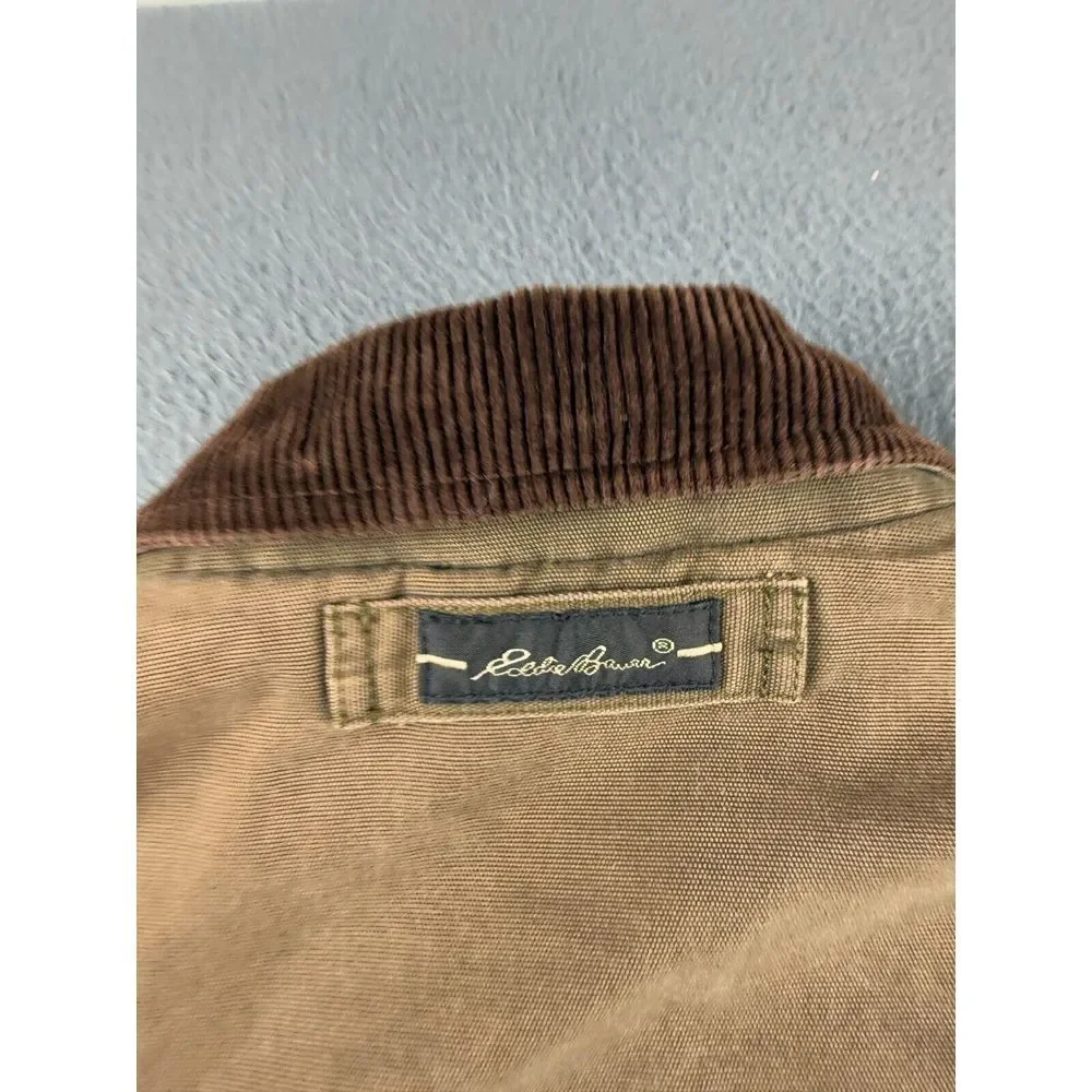 Eddie Bauer Jacket Mens XXL Brown Corduroy Collar Canvas Barn Field Coat Vintage